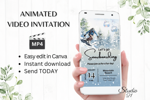 Animated Snowboarding Trip Invitation: A Dynamic Digital Evite