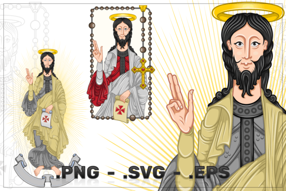 Apostle Santiago with RosaryParchment: A Designer's Faithful Vector