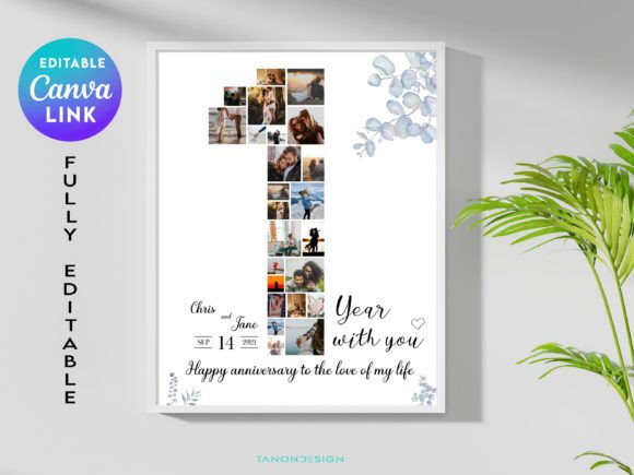 Celebrate Your First Year with an Editable 1st Anniversary Photo Collage