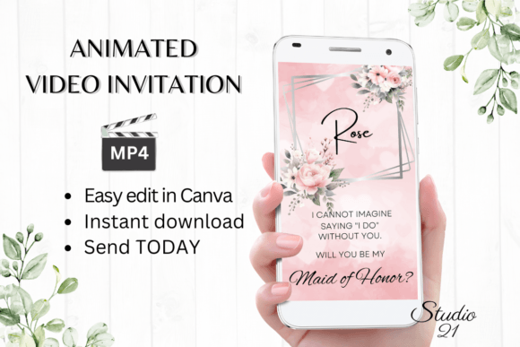 Elegant Pink Rose Maid of Honor Proposal
