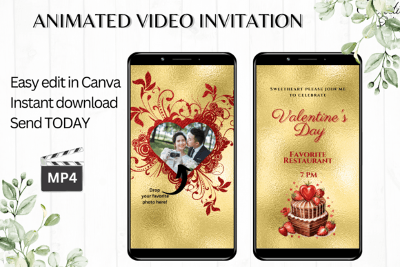 Photo Valentine's Day Invitation: Digital Animated Video Invitation Template