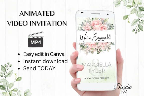 Pink Engagement Announcement W1276B: A Modern Design Asset