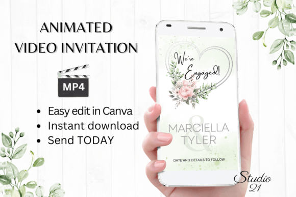 Pink Engagement Announcement W1278B: A Modern Font for Elegant Invites