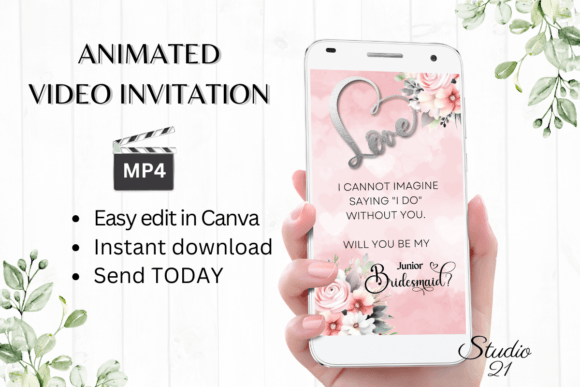 Pink Roses Junior Bridesmaid W3271JM: A Sweet Serif for Invitations & Branding