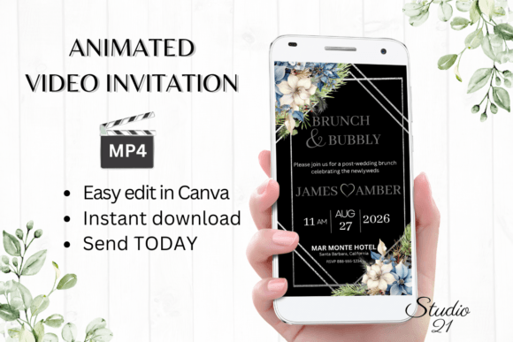 Winter Wedding Brunch Invite W9255: Your Elegant Digital Solution