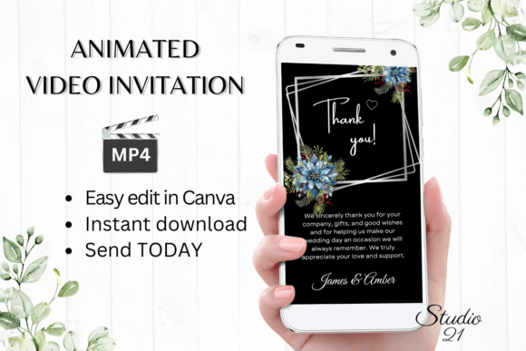 Winter Wedding Thank You W9253TU: A Font of Elegance